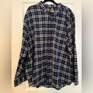 Navy and White Plaid Button-Up Shirt